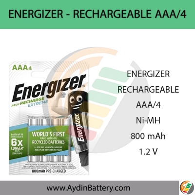 باتری نیم قلمی قابل شارژ انرجایزرENERGIZER-EXTREME AAA4 800 mAh