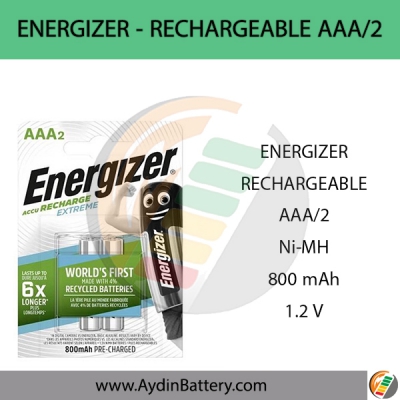 باتری نیم قلمی قابل شارژ انرجایزرENERGIZER-EXTREME RECHARGEBLE AAA2 800 mAh