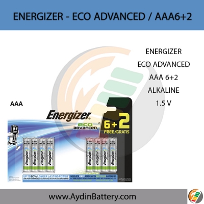 باتری نیم قلمی آلکالاین انرجایزر ENERGIZER-AAA6+2 ECO ADVANCED