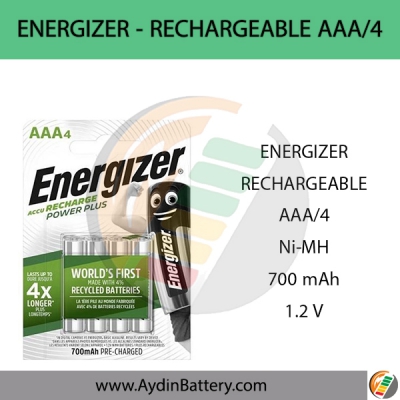 باتری نیم قلمی قابل شارژ انرجایزرENERGIZER-POWERPLUS RECHARGEBLE AAA4 700 mAh